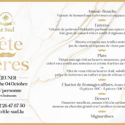 Father's Day Menu – Restaurant Gastronomique Le Sud Luxembourg