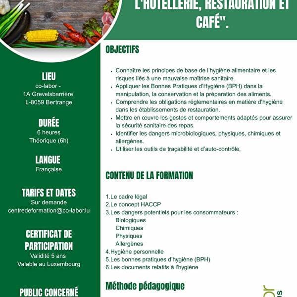 Les bonnes pratiques d'hygiène dans les métiers de l'hôtellerie, restauration et café